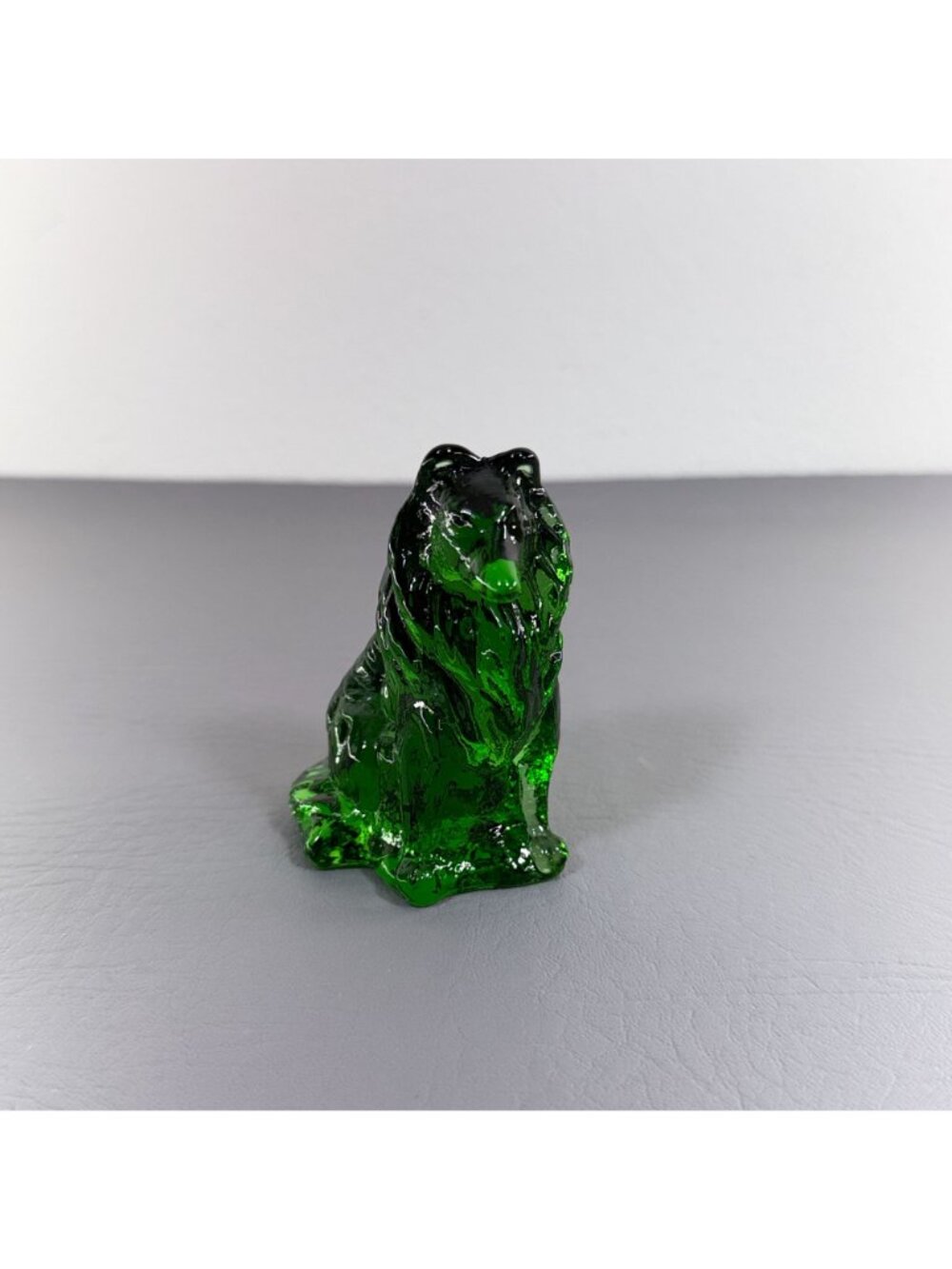 Vintage Mosser Glass Emerald Green Collie Dog Figurine Seated Shepherd 3.75" - Picture 8 of 14